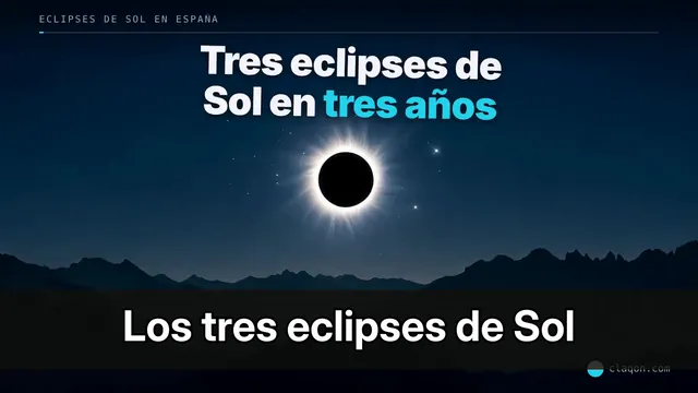 Thumbnail 1: a frame of the video with the text “Los tres eclipses de Sol”