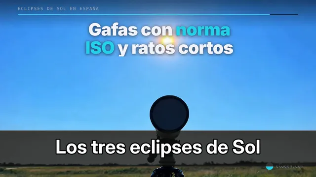 Thumbnail 2: a frame of the video with the text “Los tres eclipses de Sol”