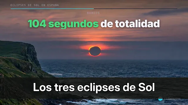 Thumbnail 3: a frame of the video with the text “Los tres eclipses de Sol”